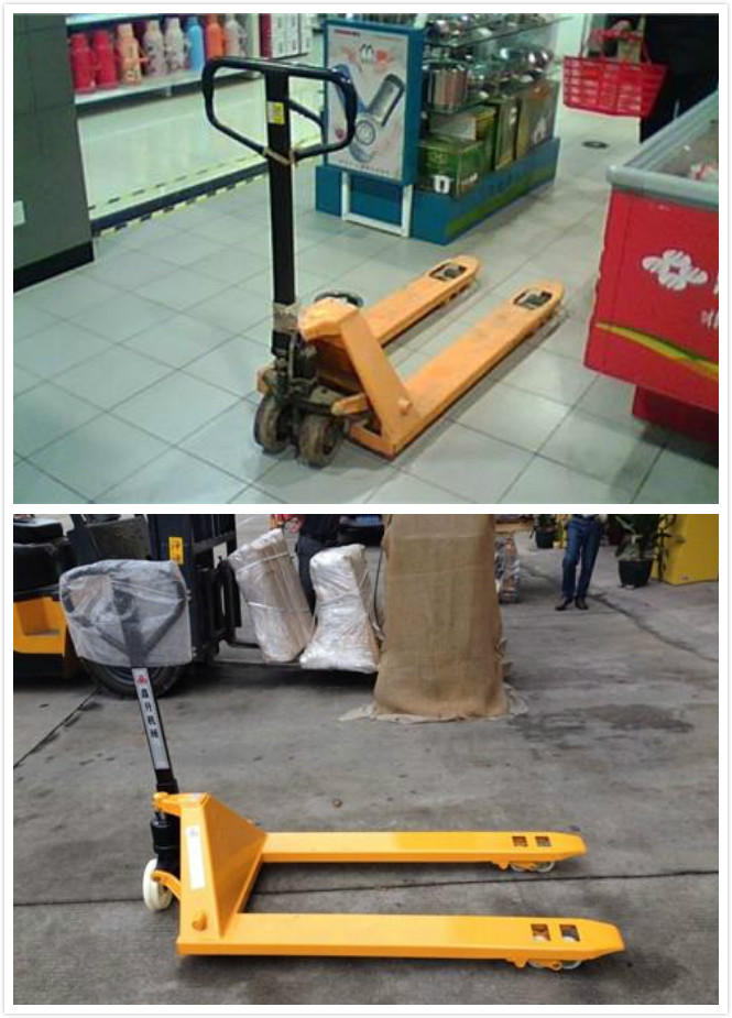 物流、超市用手動(dòng)液壓搬運(yùn)車實(shí)圖